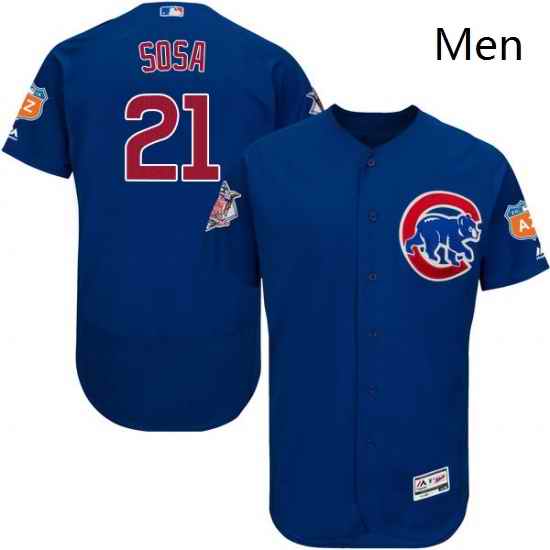 Mens Majestic Chicago Cubs 21 Sammy Sosa Royal Blue Alternate Flex Base Authentic Collection MLB Jersey